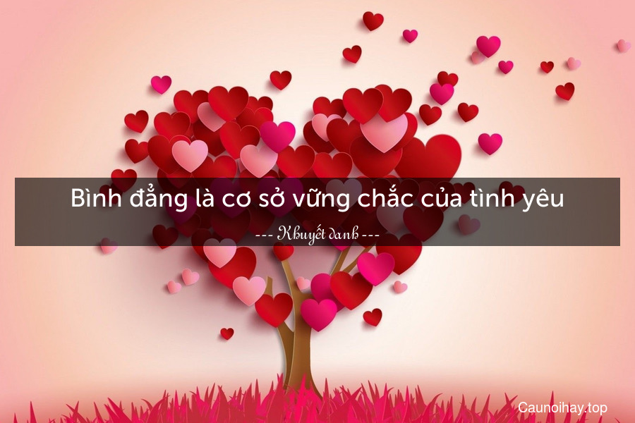 Bình đẳng là cơ sở vững chắc của tình yêu.