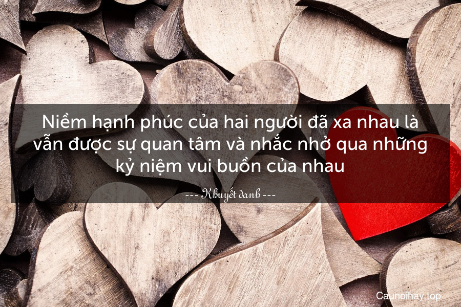 Niềm hạnh phúc của hai người đã xa nhau là vẫn được sự quan tâm và nhắc nhở qua những kỷ niệm vui buồn của nhau.