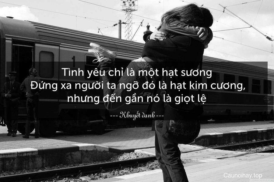 Tình yêu chỉ là một hạt sương. Đứng xa người ta ngỡ đó là hạt kim cương, nhưng đến gần nó là giọt lệ.