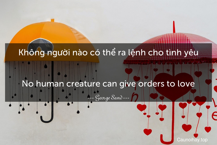 Không người nào có thể ra lệnh cho tình yêu.
-
No human creature can give orders to love.