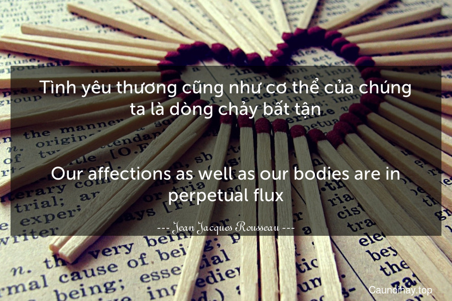 Tình yêu thương cũng như cơ thể của chúng ta là dòng chảy bất tận.
-
Our affections as well as our bodies are in perpetual flux.