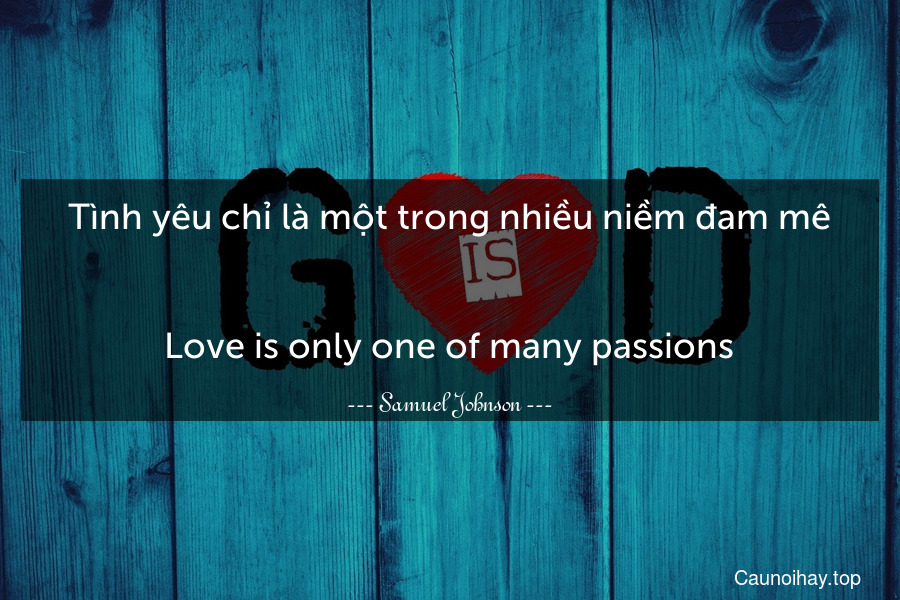 Tình yêu chỉ là một trong nhiều niềm đam mê.
-
Love is only one of many passions.