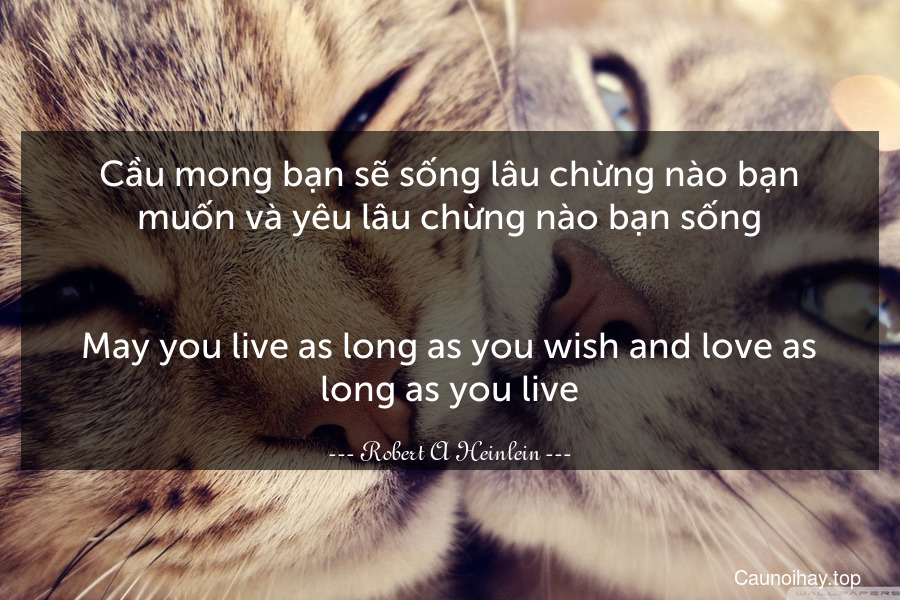 Cầu mong bạn sẽ sống lâu chừng nào bạn muốn và yêu lâu chừng nào bạn sống.
-
May you live as long as you wish and love as long as you live.