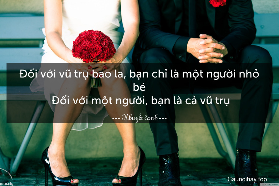 Đối với vũ trụ bao la, bạn chỉ là một người nhỏ bé. Đối với một người, bạn là cả vũ trụ.