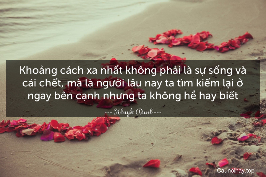 Khoảng cách xa nhất không phải là sự sống và cái chết, mà là người lâu nay ta tìm kiếm lại ở ngay bên cạnh nhưng ta không hề hay biết