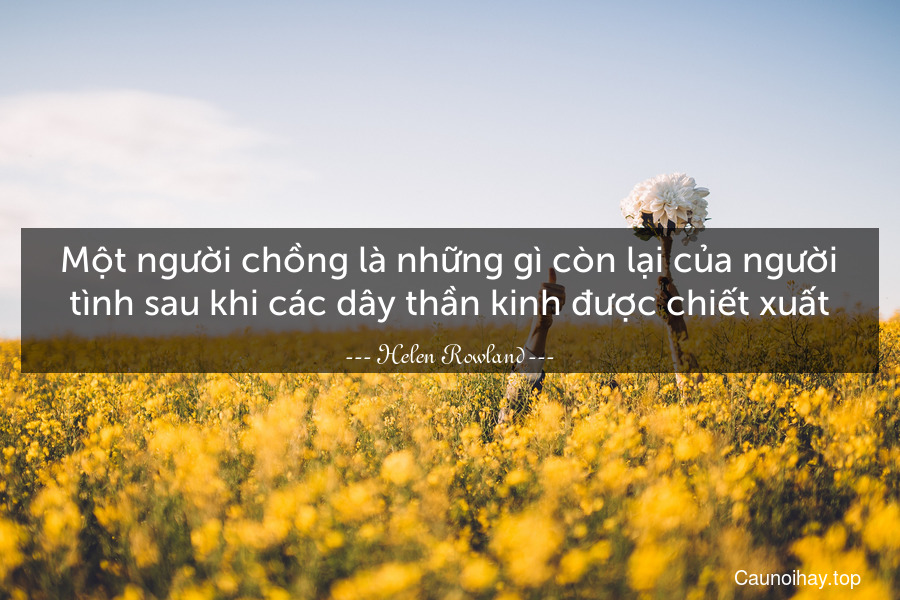 Một người chồng là những gì còn lại của người tình sau khi các dây thần kinh được chiết xuất