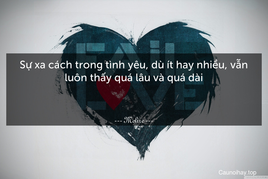 Sự xa cách trong tình yêu, dù ít hay nhiều, vẫn luôn thấy quá lâu và quá dài.

 