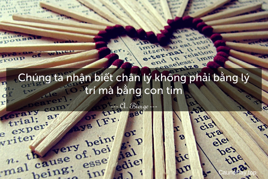 Chúng ta nhận biết chân lý không phải bằng lý trí mà bằng con tim.