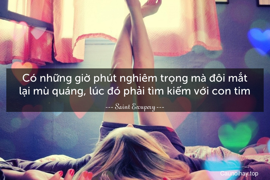 Có những giờ phút nghiêm trọng mà đôi mắt lại mù quáng, lúc đó phải tìm kiếm với con tim.