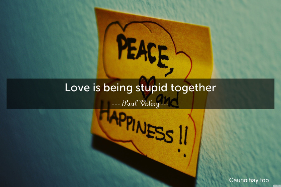 Love is being stupid together.