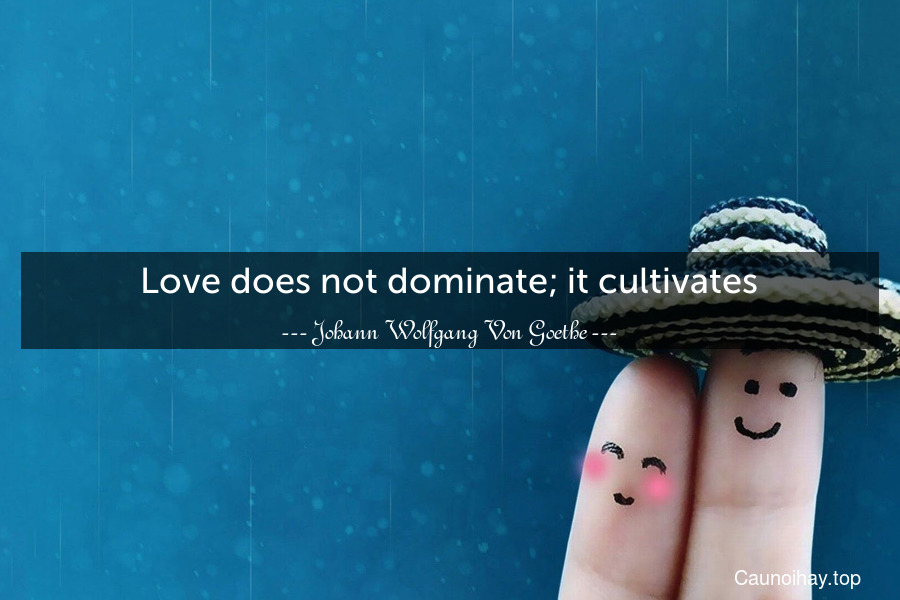 Love does not dominate; it cultivates.