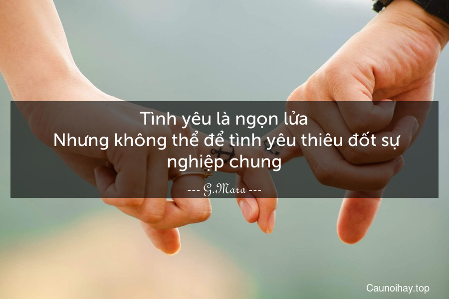 Tình yêu là ngọn lửa. Nhưng không thể để tình yêu thiêu đốt sự nghiệp chung.