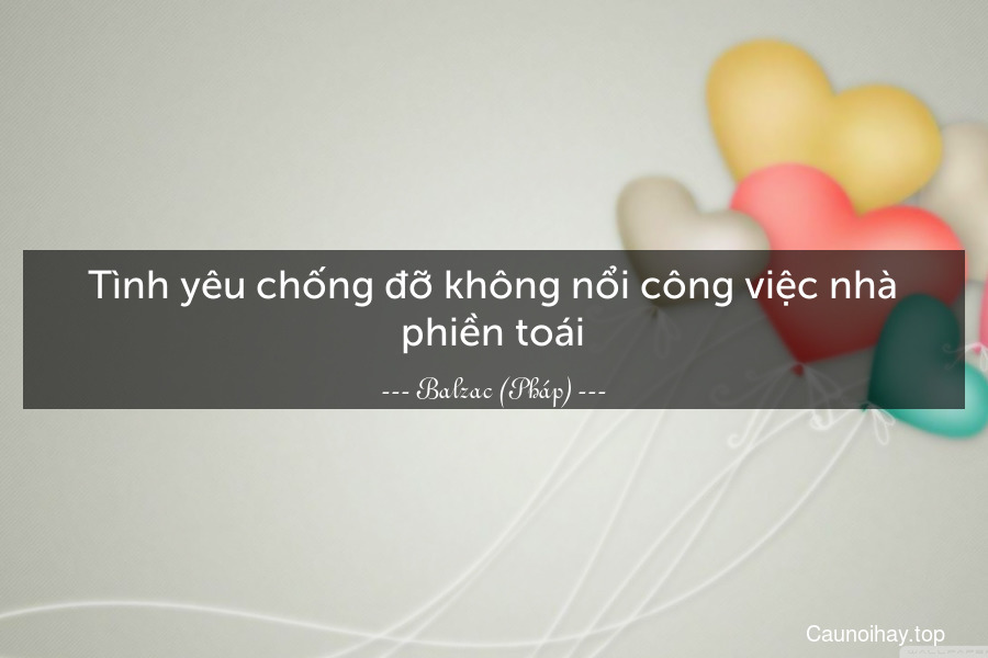 Tình yêu chống đỡ không nổi công việc nhà phiền toái.