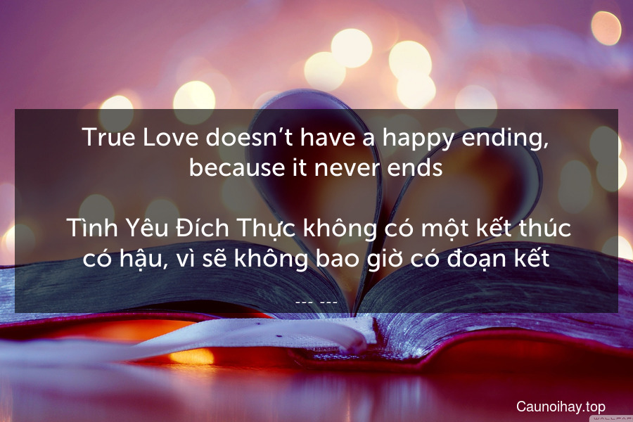 True Love doesn’t have a happy ending, because it never ends.
 Tình Yêu Đích Thực không có một kết thúc có hậu, vì sẽ không bao giờ có đoạn kết.