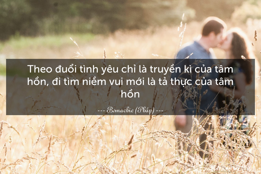 Theo đuổi tình yêu chỉ là truyền kì của tâm hồn, đi tìm niềm vui mới là tả thực của tâm hồn.