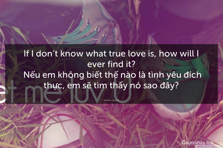 If I don’t know what true love is, how will I ever find it?
 Nếu em không biết thế nào là tình yêu đích thực, em sẽ tìm thấy nó sao đây?