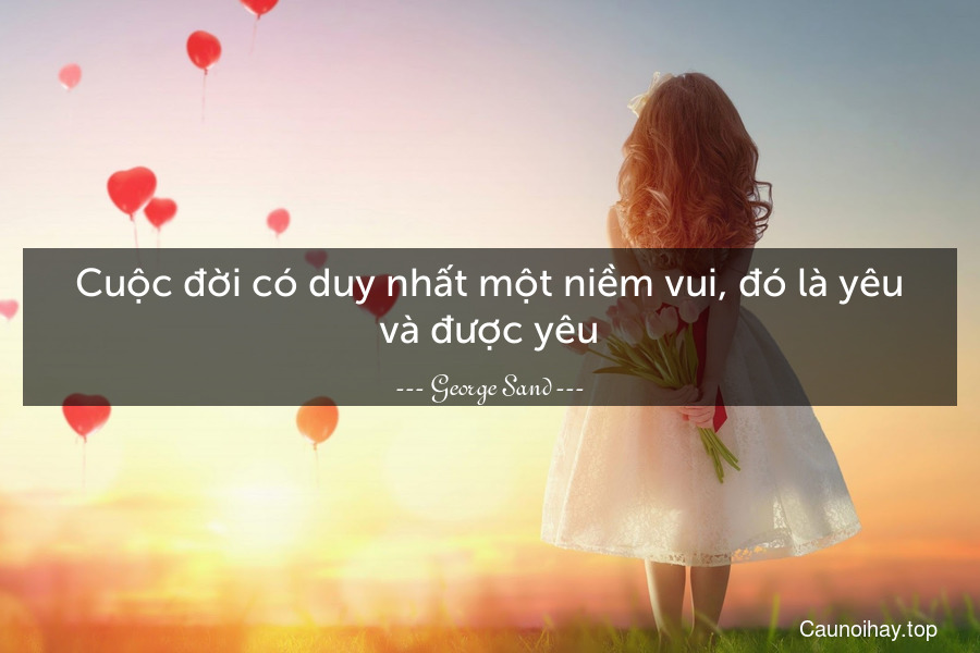 Cuộc đời có duy nhất một niềm vui, đó là yêu và được yêu.