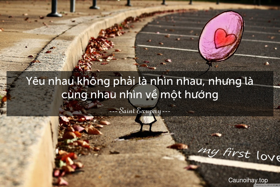 Yêu nhau không phải là nhìn nhau, nhưng là cùng nhau nhìn về một hướng.