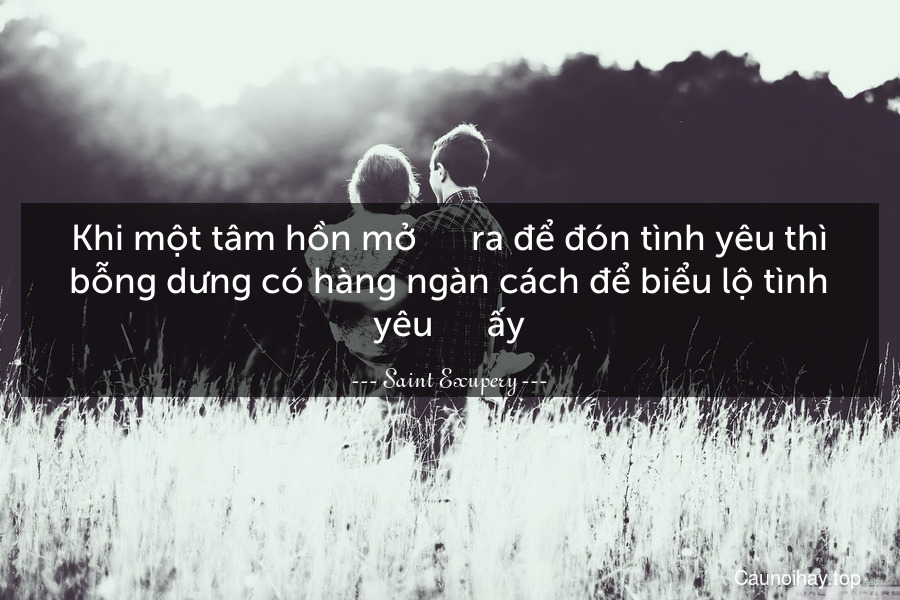 Khi một tâm hồn mở      ra để đón tình yêu thì bỗng dưng có hàng ngàn cách để biểu lộ tình yêu      ấy.