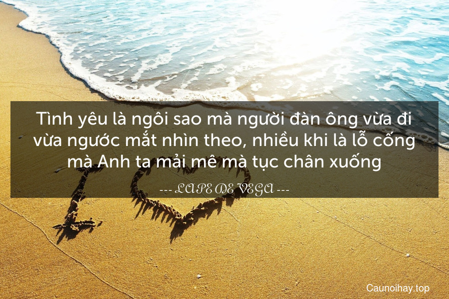 Tình yêu là ngôi sao mà người đàn ông vừa đi vừa ngước mắt nhìn theo, nhiều khi là lỗ cống mà Anh ta mải mê mà tục chân xuống.