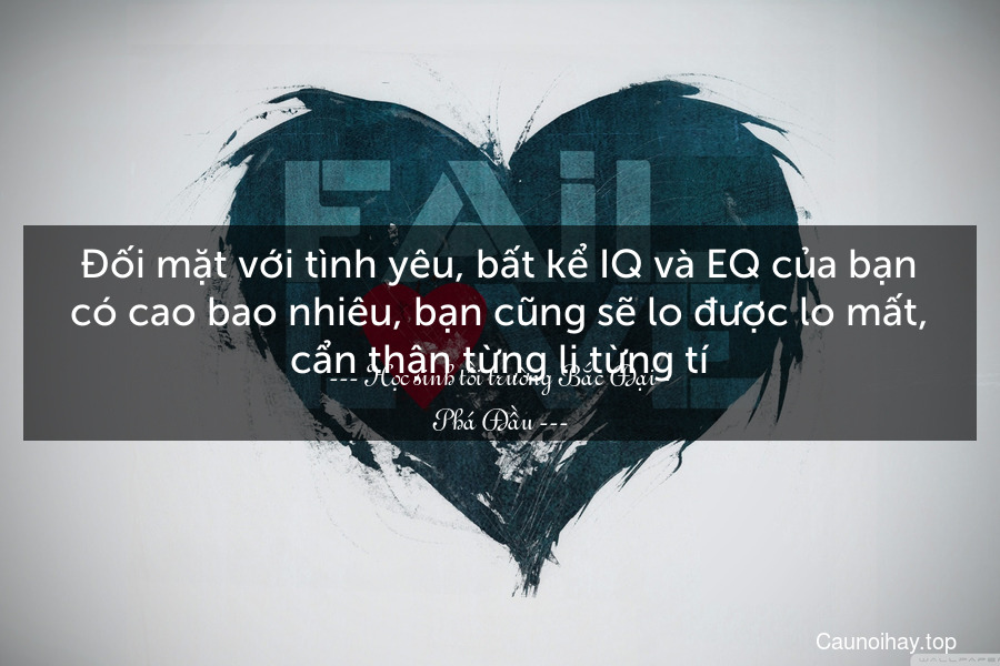 Đối mặt với tình yêu, bất kể IQ và EQ của bạn có cao bao nhiêu, bạn cũng sẽ lo được lo mất, cẩn thận từng li từng tí.