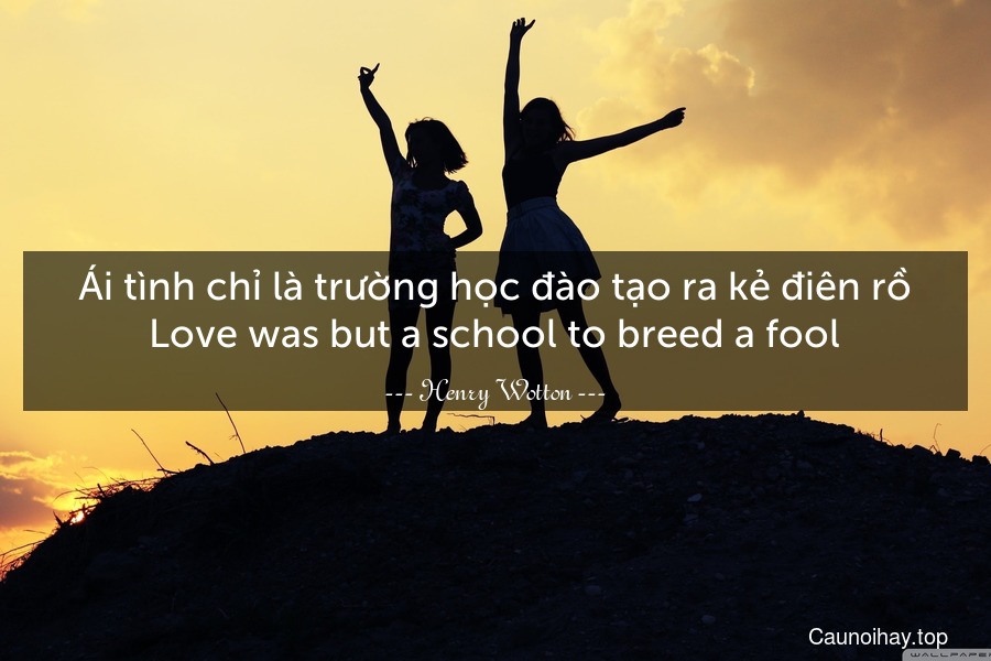 Ái tình chỉ là trường học đào tạo ra kẻ điên rồ.
Love was but a school to breed a fool.