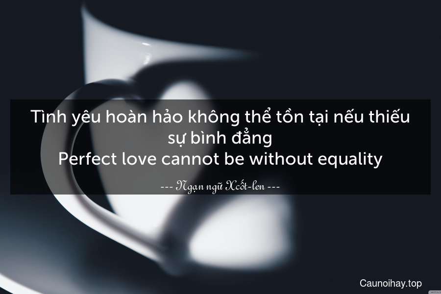 Tình yêu hoàn hảo không thể tồn tại nếu thiếu sự bình đẳng.
Perfect love cannot be without equality.