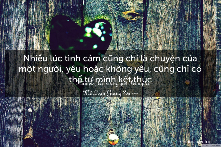 Nhiều lúc tình cảm cũng chỉ là chuyện của một người, yêu hoặc không yêu, cũng chỉ có thể tự mình kết thúc.