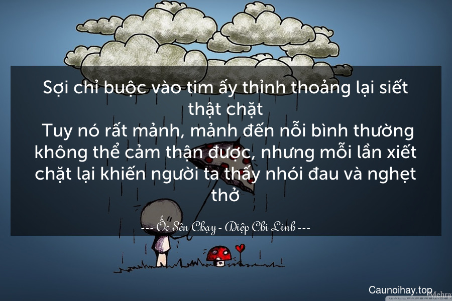 Sợi chỉ buộc vào tim ấy thỉnh thoảng lại siết thật chặt. Tuy nó rất mảnh, mảnh đến nỗi bình thường không thể cảm thận được, nhưng mỗi lần xiết chặt lại khiến người ta thấy nhói đau và nghẹt thở.