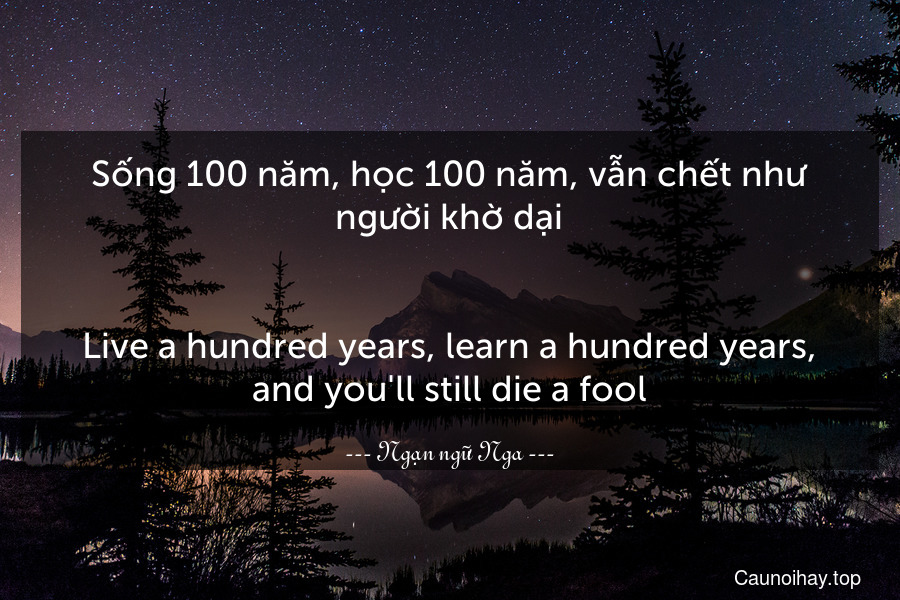 Sống 100 năm, học 100 năm, vẫn chết như người khờ dại.
-
Live a hundred years, learn a hundred years, and you'll still die a fool.