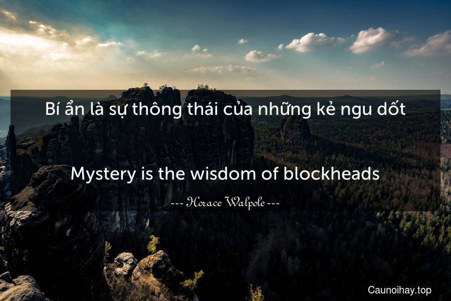 Bí ẩn là sự thông thái của những kẻ ngu dốt.
-
Mystery is the wisdom of blockheads.