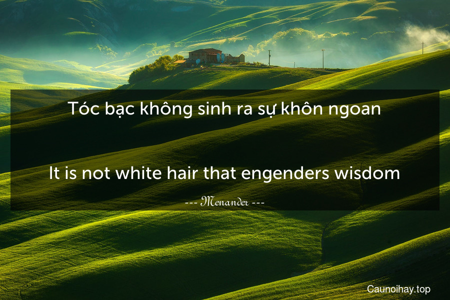 Tóc bạc không sinh ra sự khôn ngoan.
-
It is not white hair that engenders wisdom.