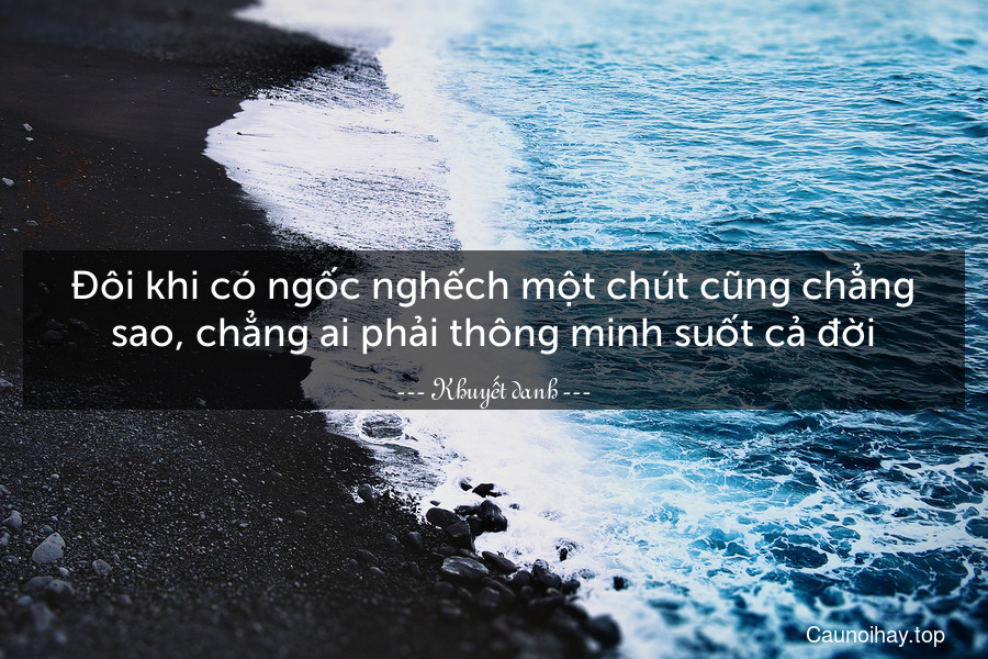 Đôi khi có ngốc nghếch một chút cũng chẳng sao, chẳng ai phải thông minh suốt cả đời.