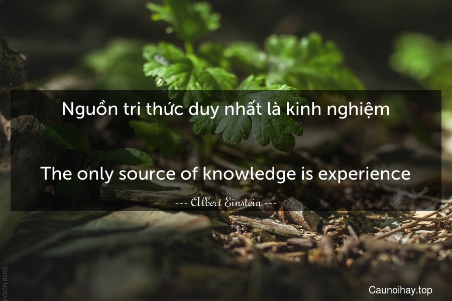 Nguồn tri thức duy nhất là kinh nghiệm.
-
The only source of knowledge is experience.