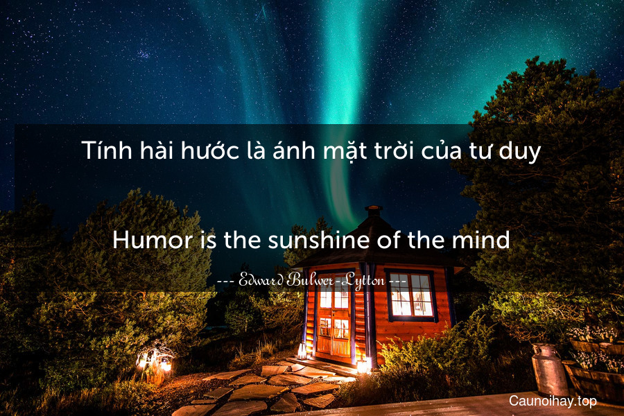 Tính hài hước là ánh mặt trời của tư duy.
-
Humor is the sunshine of the mind.