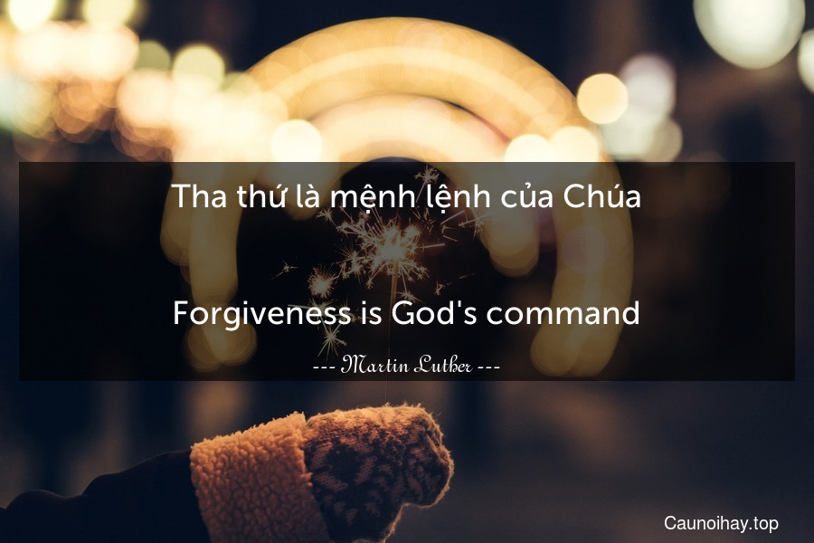 Tha thứ là mệnh lệnh của Chúa.
-
Forgiveness is God's command.